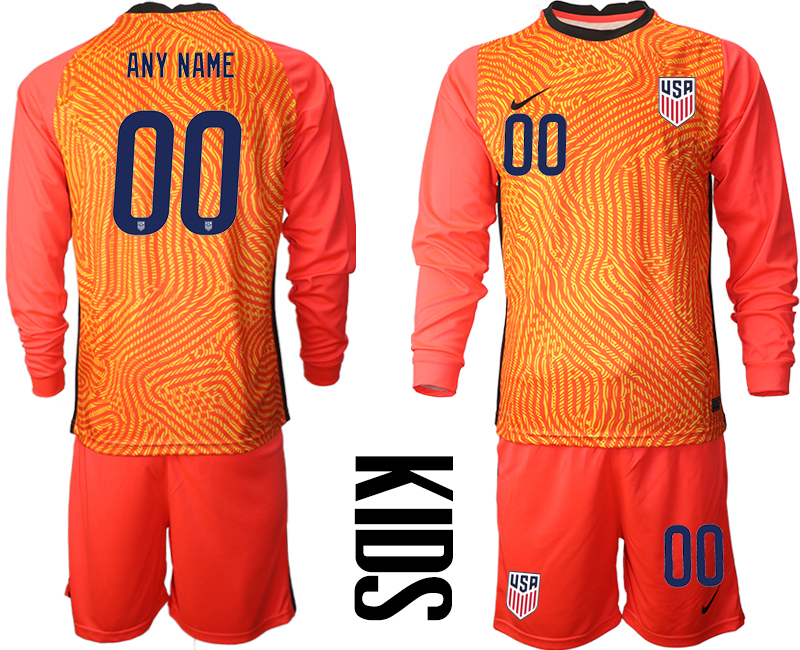 Cheap Youth 2020-2021 Season National team United States goalkeeper Long sleeve red customized Soccer Jersey